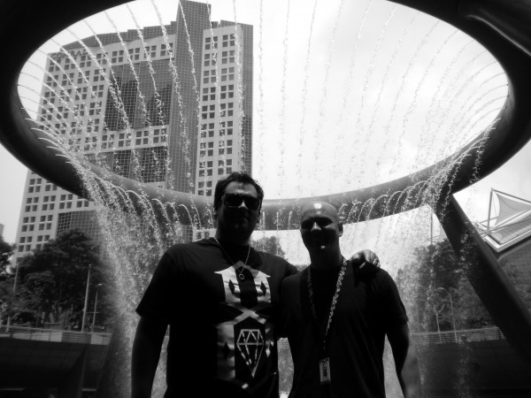 Under the fountain that represents the five points. It's symbolic of your hand apparently. Very cool