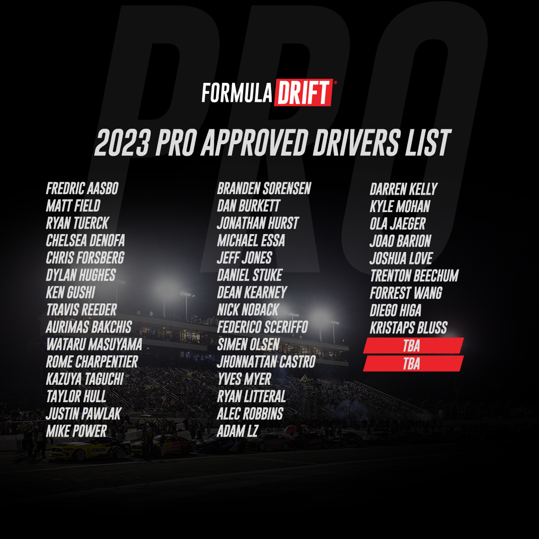 2023 Formula DRIFT PRO & PROSPEC Approved Drivers - Formula DRIFT BLOG